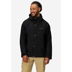 Marmot Cascade Jacket Mens XL Black NanoPro Waterproof Rain Hooded Coat NEW